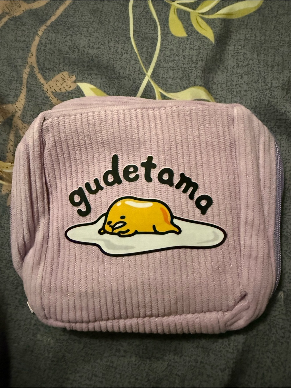 Gudetama Pink Corduroy Cosmetic Bag